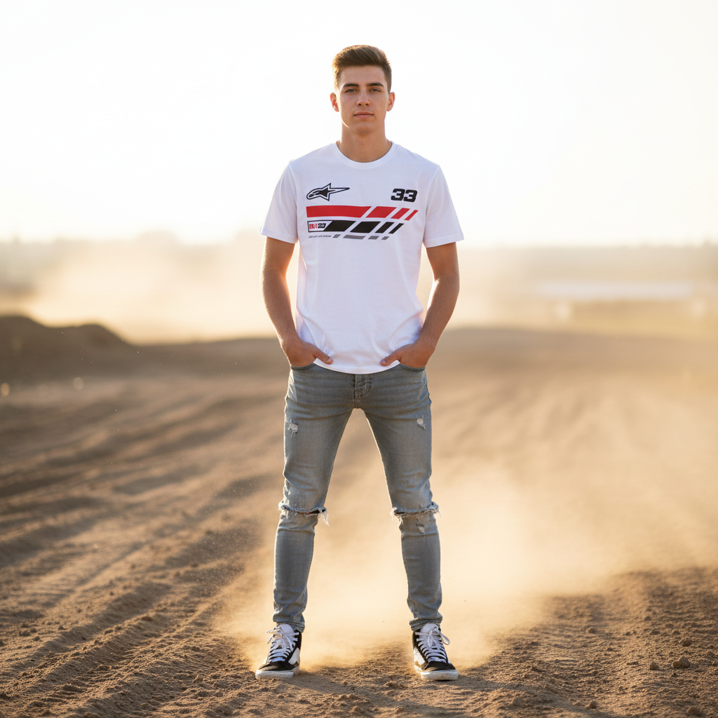 T-Shirt RIDER-ID White 220gr Regular fit Racetech-one