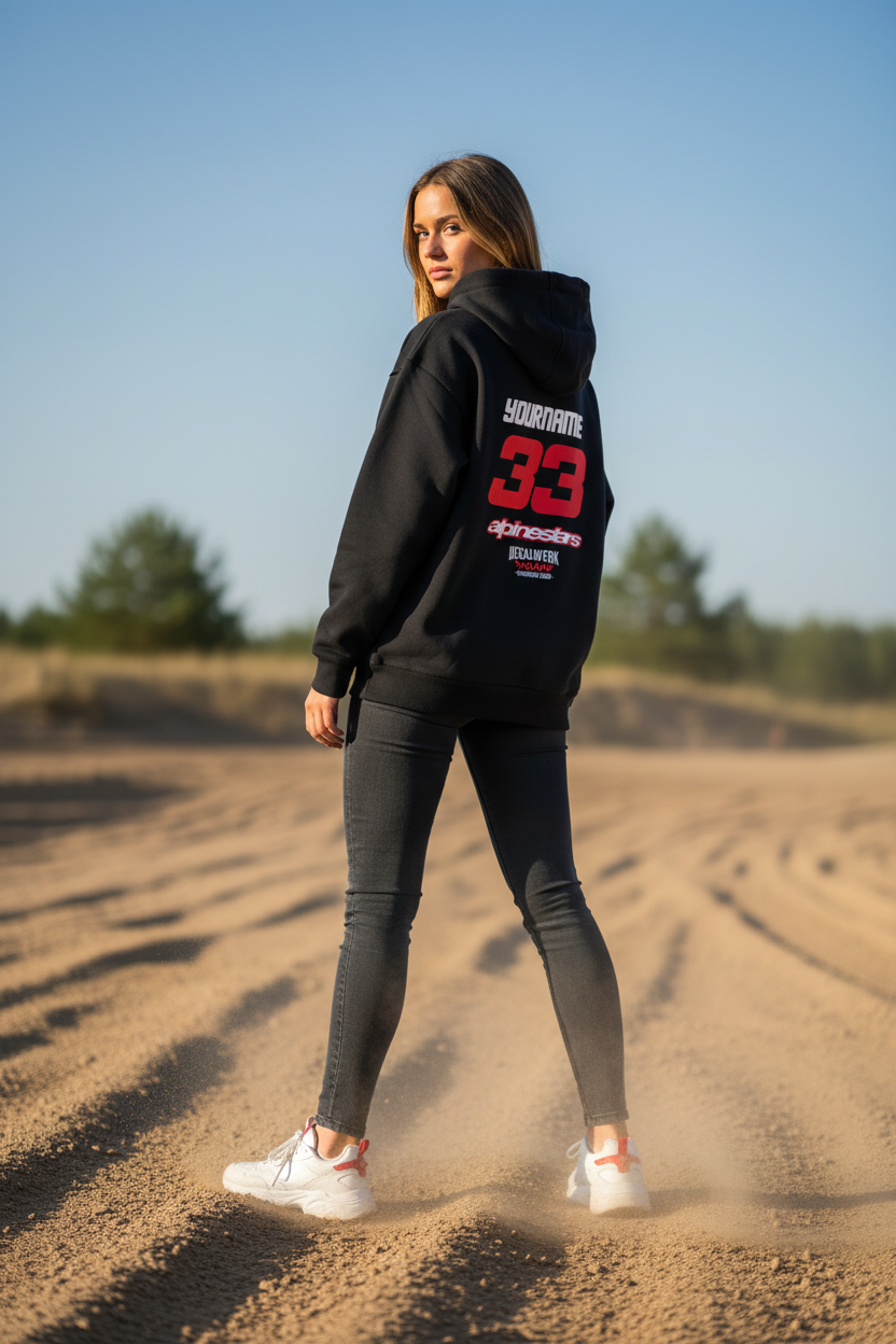 Oversize Hoodie Fluffy 330gr RIDER-ID Black Racetech-one